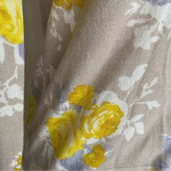 Charter Club Women's Tan Golden Watercolor Floral Soft Button Cardigan Size M - Picture 9 of 15